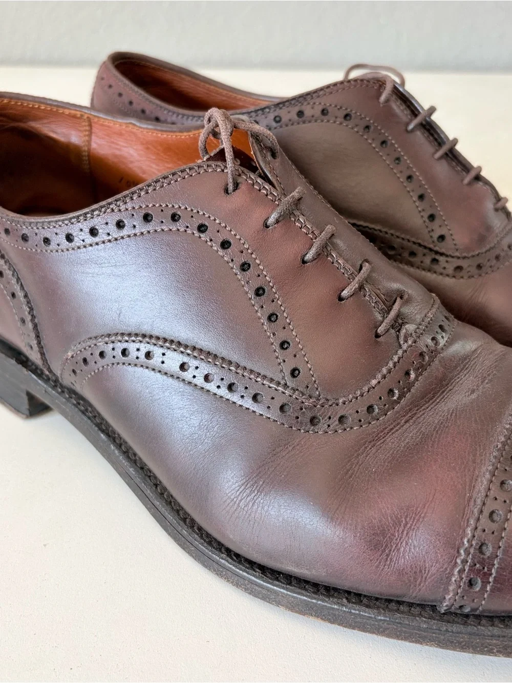 Alden #908 Burgundy Red Leather Oxford Dress Shoes Cap Toe Mens Size 10.5 D USA